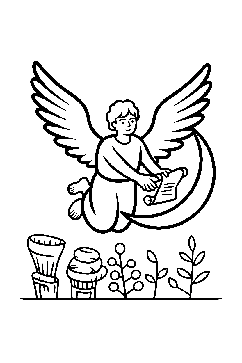 angel crescent moon coloring pages