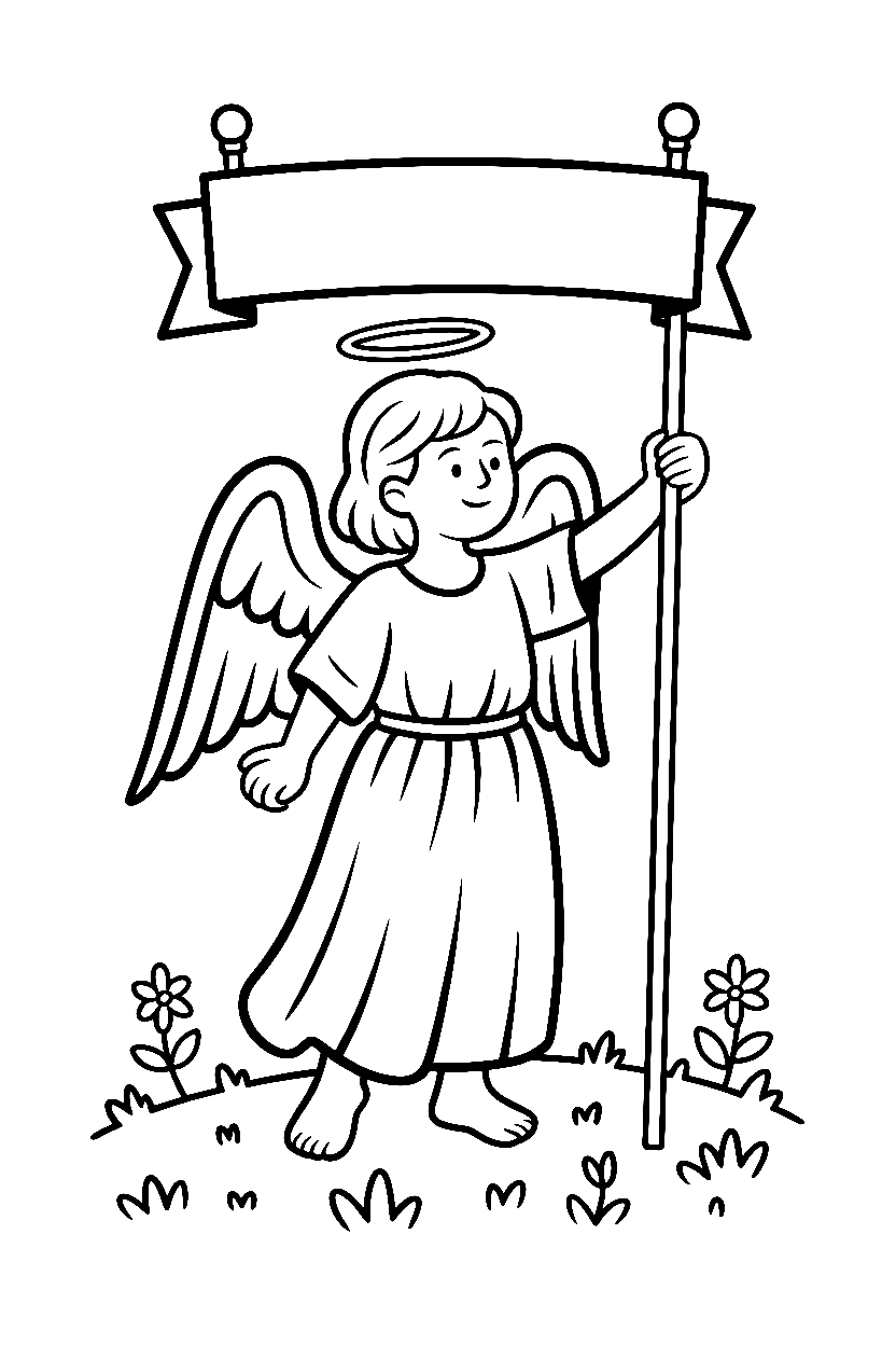 angel hillside banner drawing