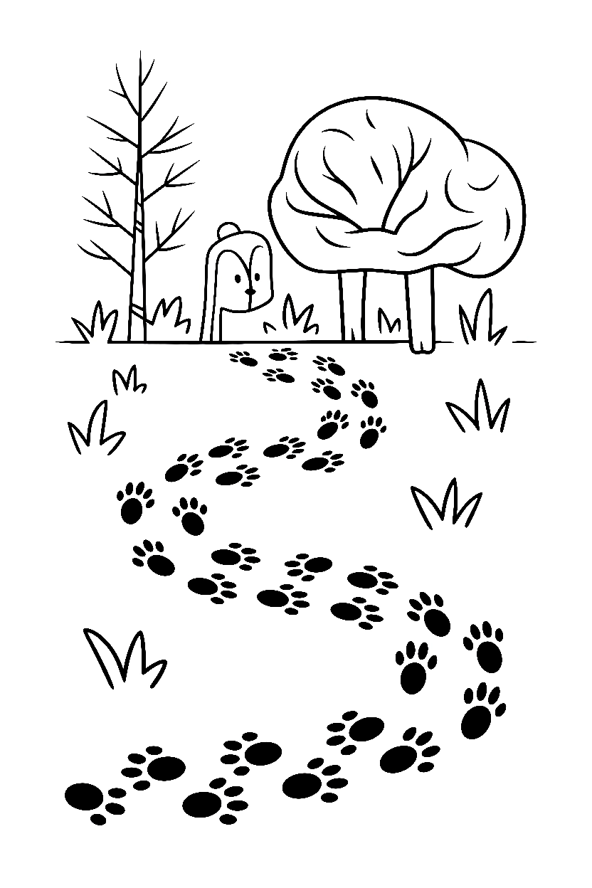 animal tracks snow coloring pages