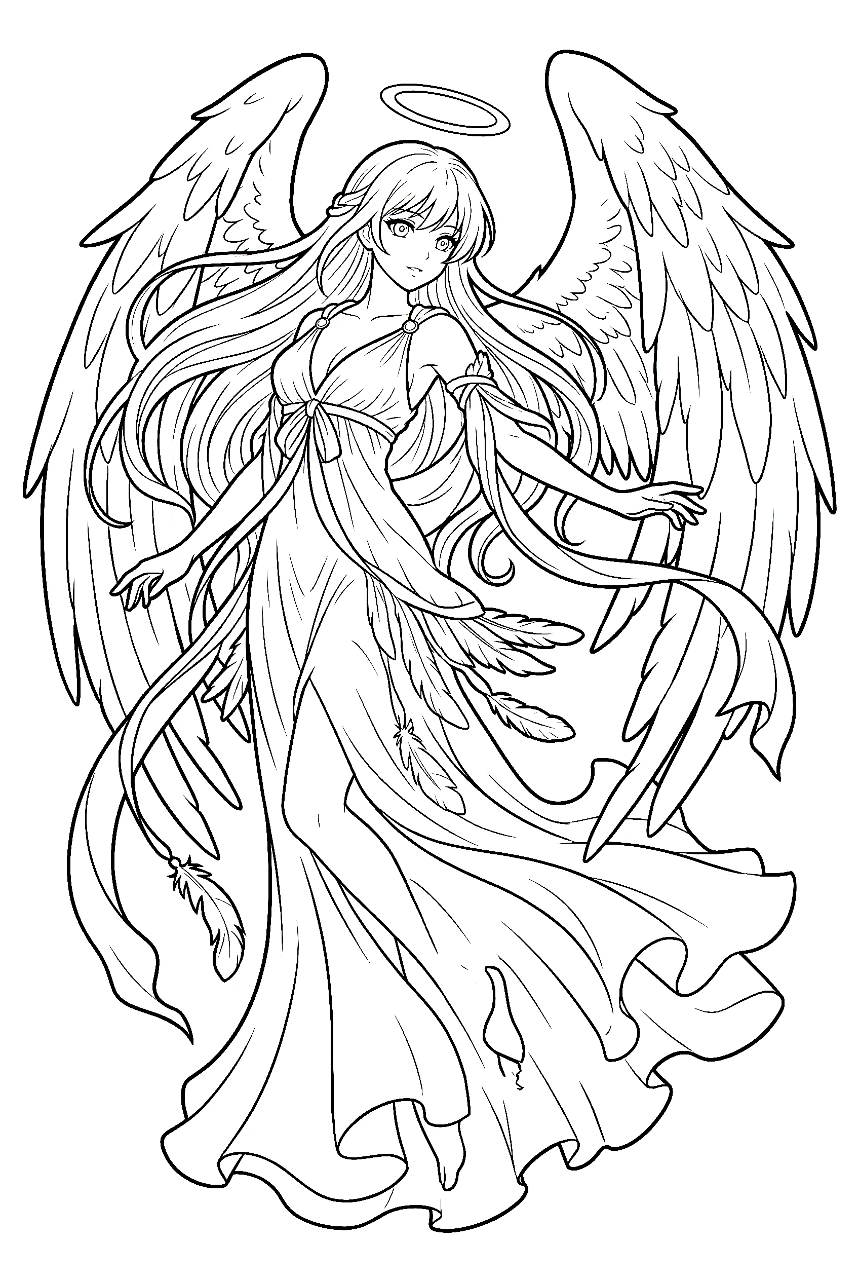 anime style angel girl illustration template