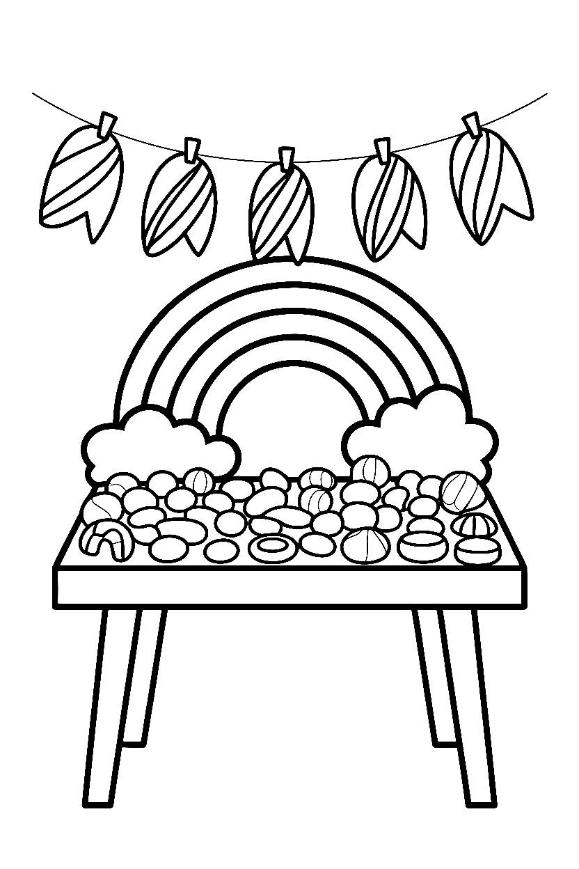 arranged candy party table coloring pages
