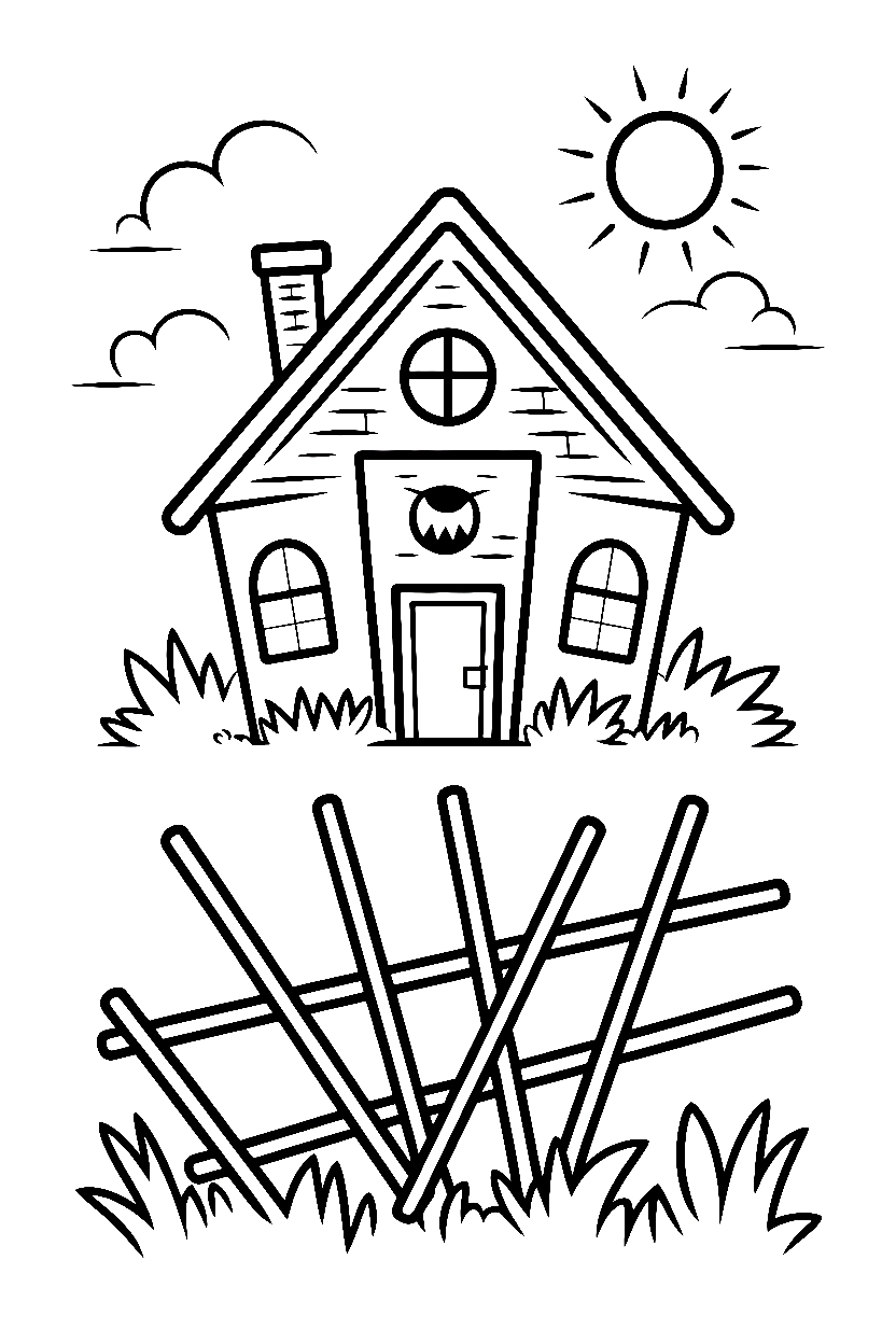 arranged haunted house fallen gate coloring pages