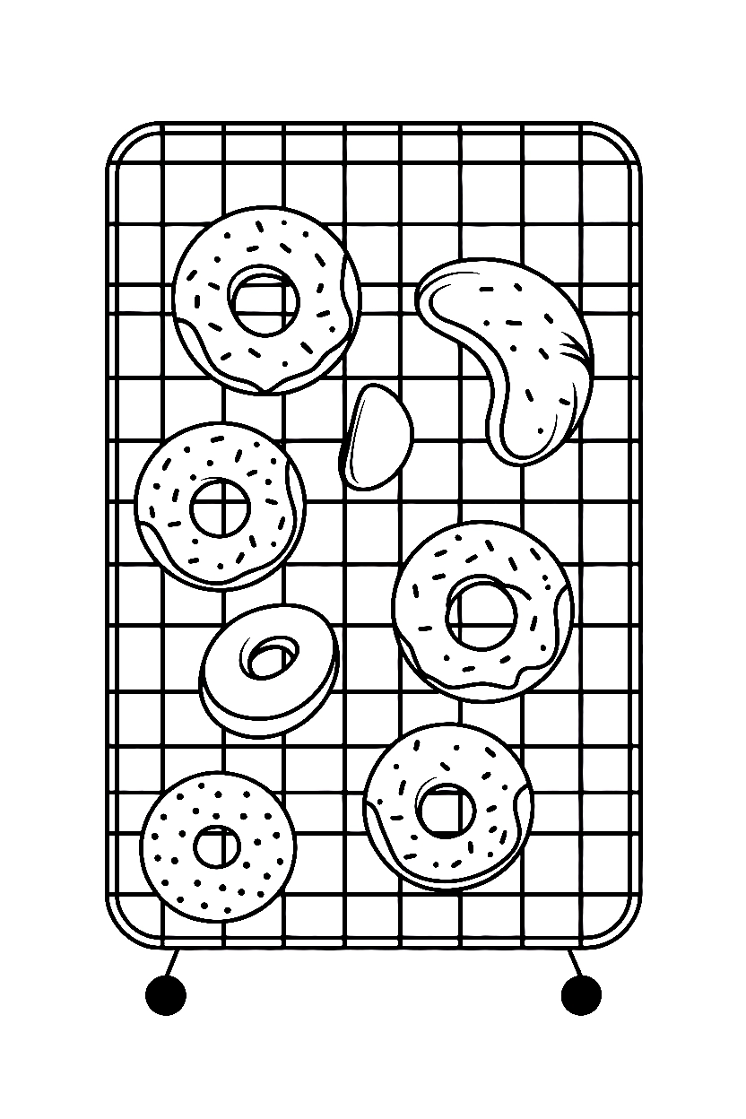 arranging donut cooling rack drawing