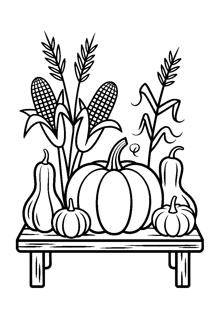arranging pumpkin autumn gourds drawing