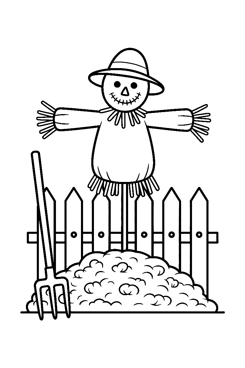 arranging scarecrow compost pile drawing