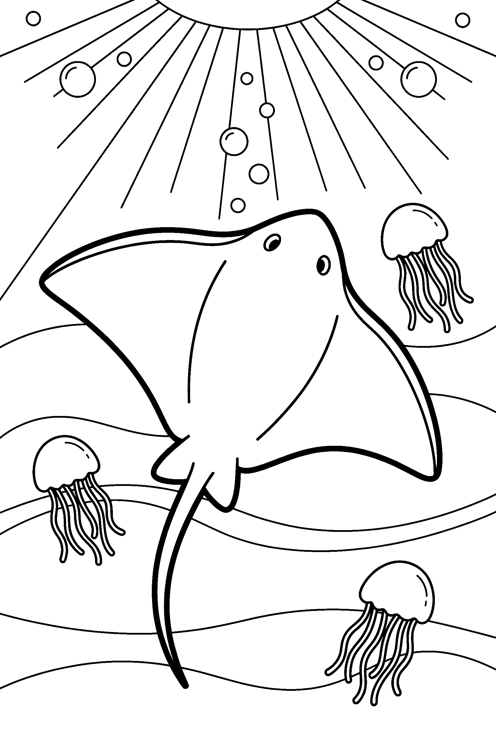 ascending stingray deep water coloring pages