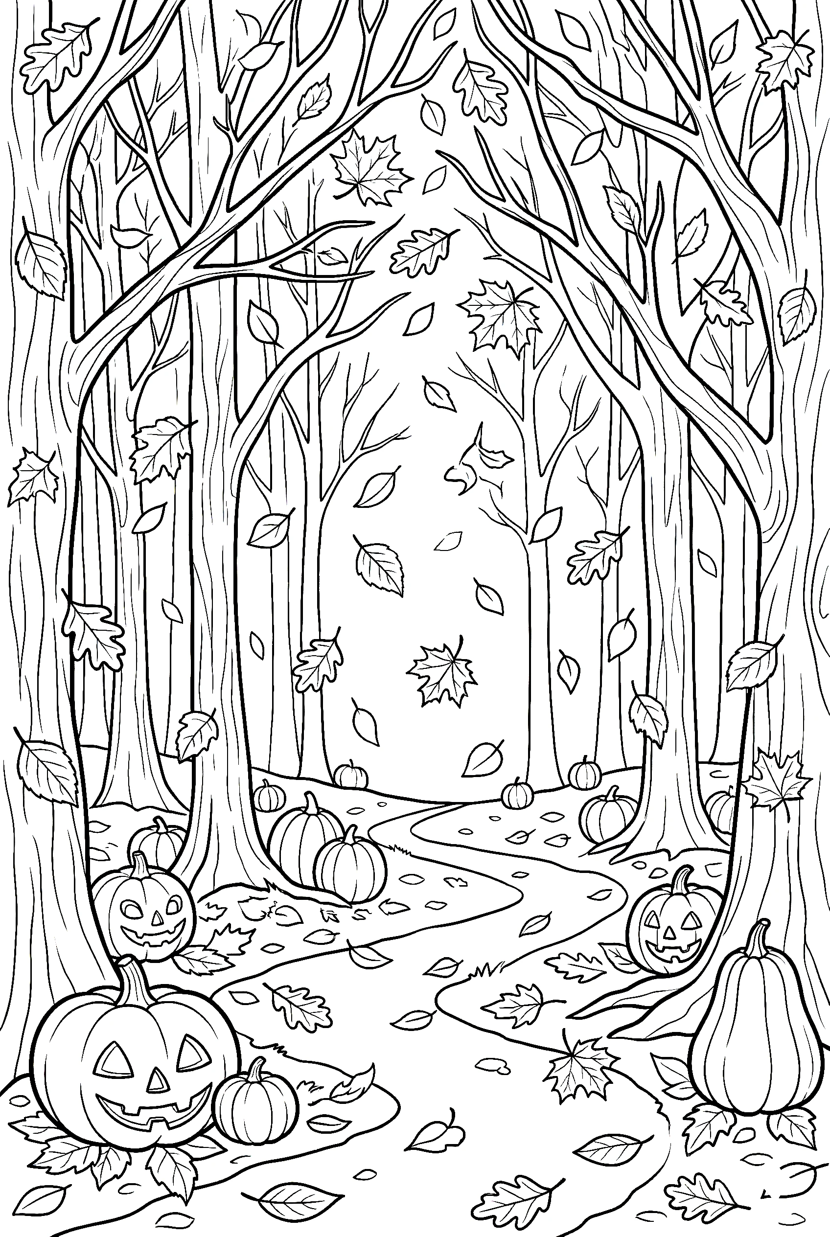 autumn forest leaves coloring pages