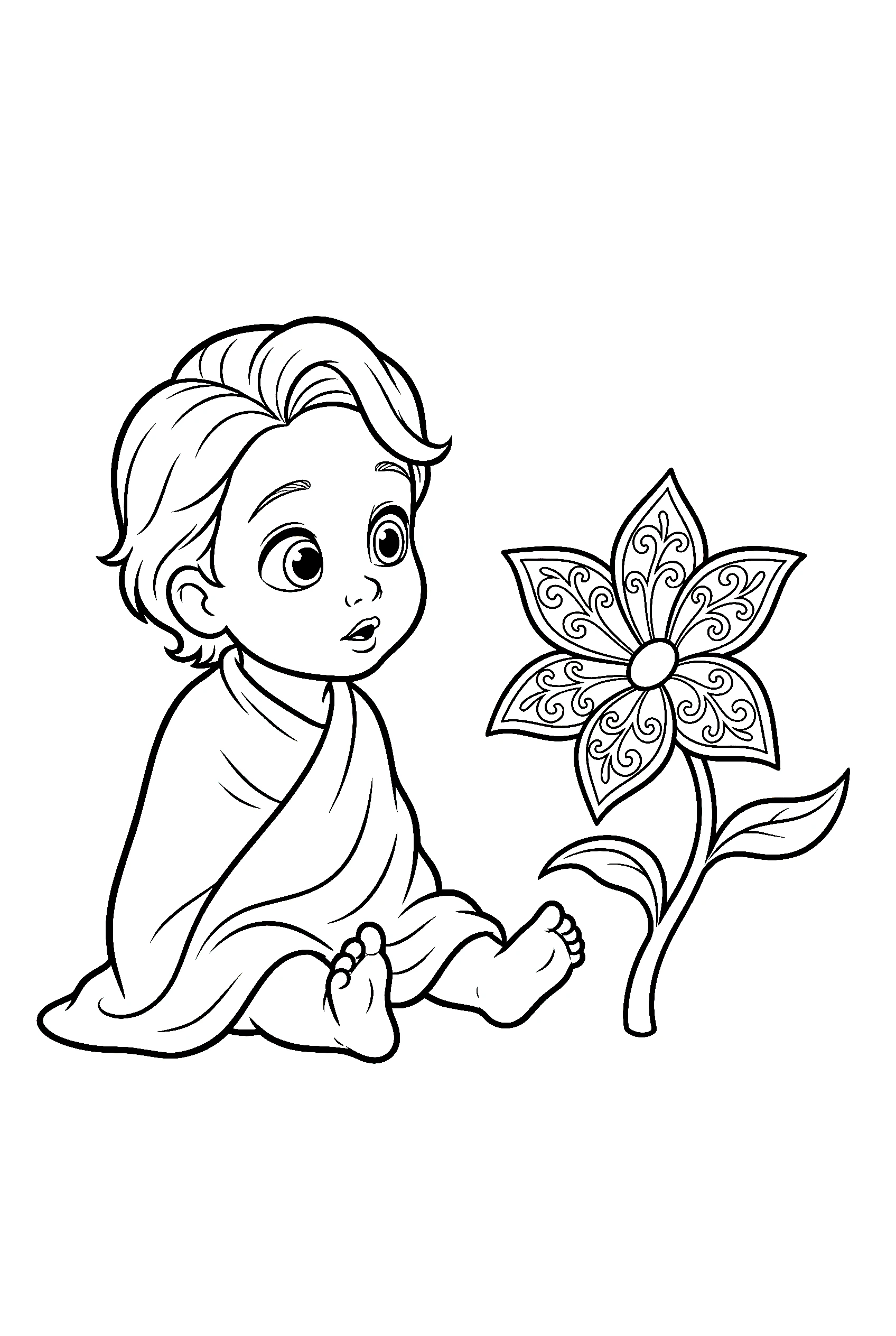 baby rapunzel flower coloring pages