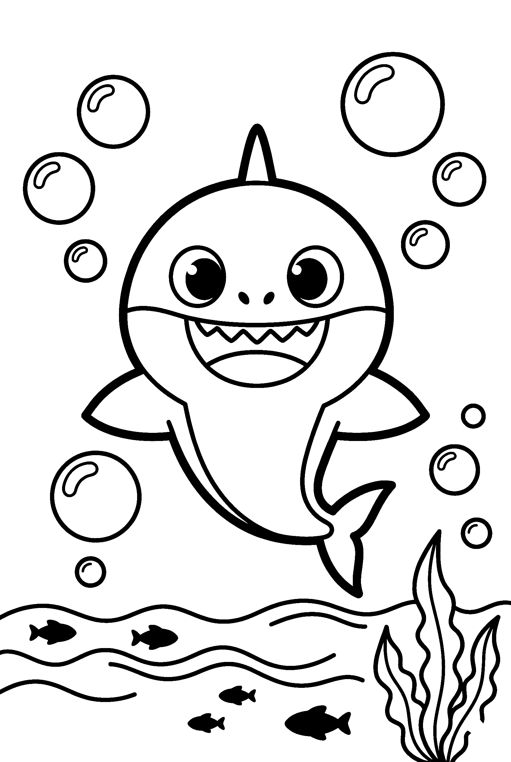 baby shark swimming coloring pages