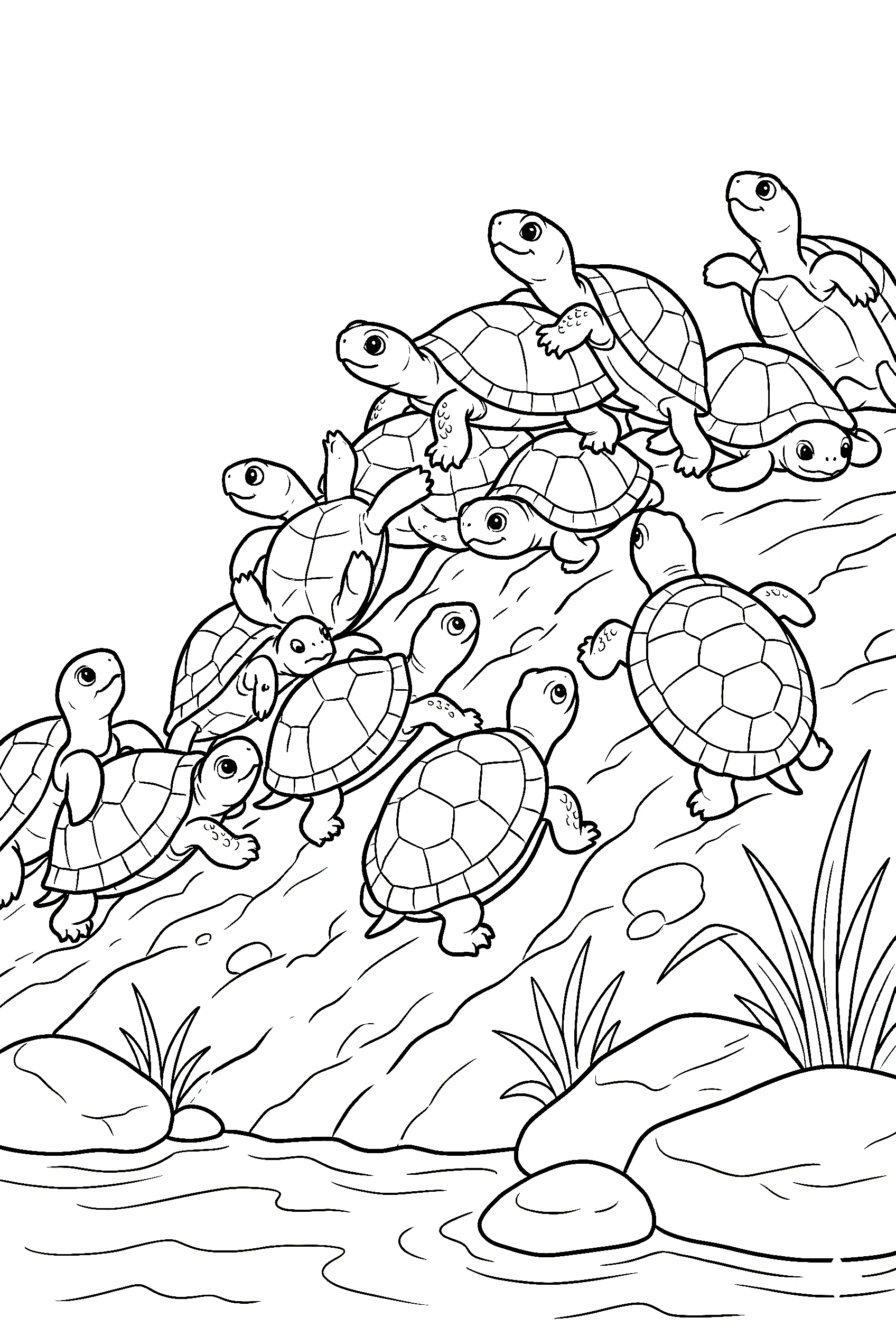 baby turtles stack coloring pages