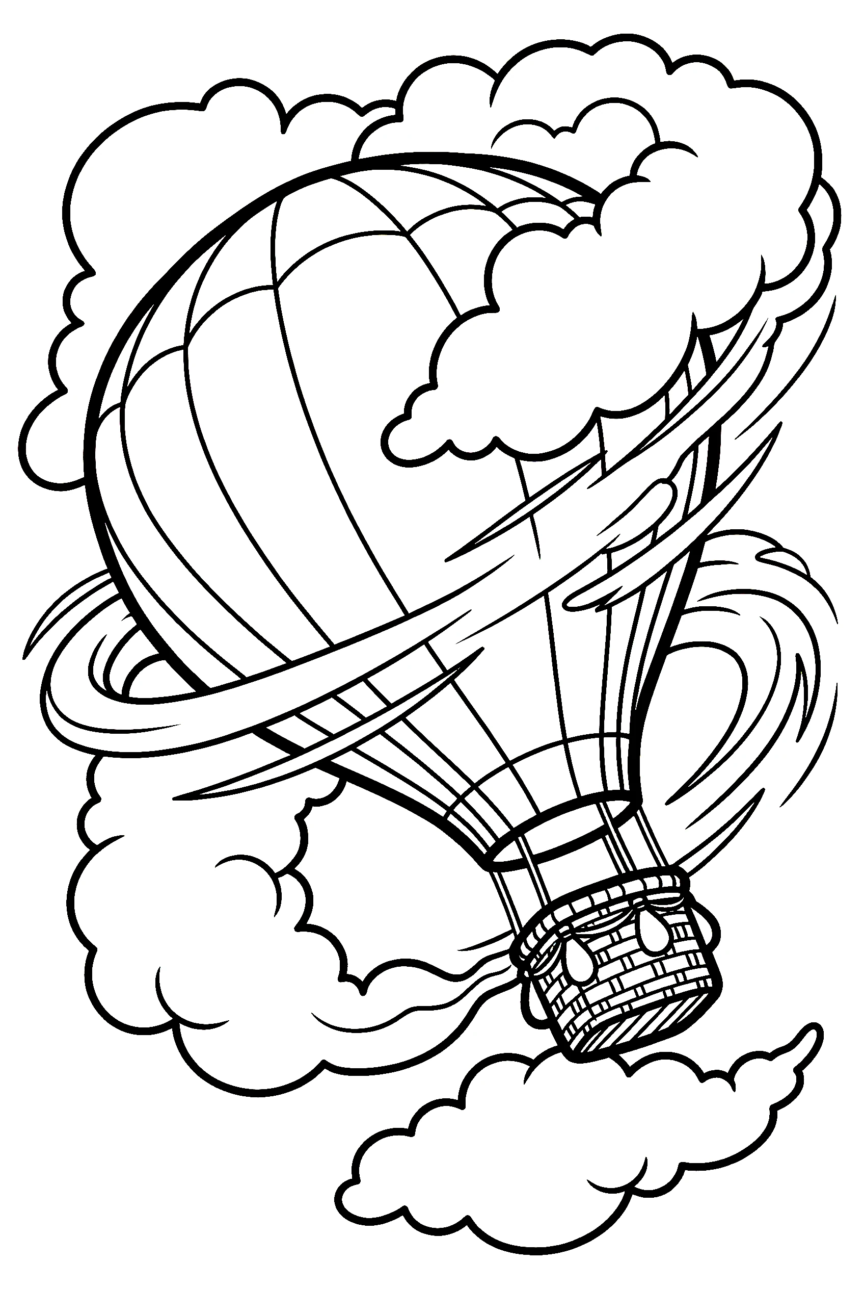 balloon windy clouds drawing