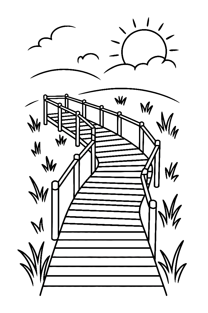 beach boardwalk dunes coloring pages