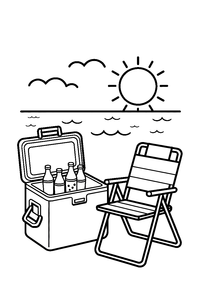 beach chair cooler coloring pages