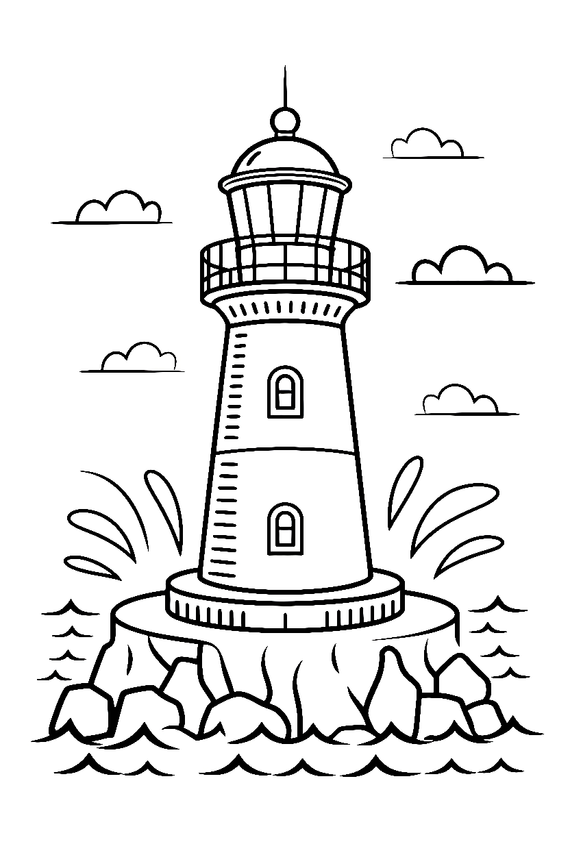 beach lighthouse cliff drawing