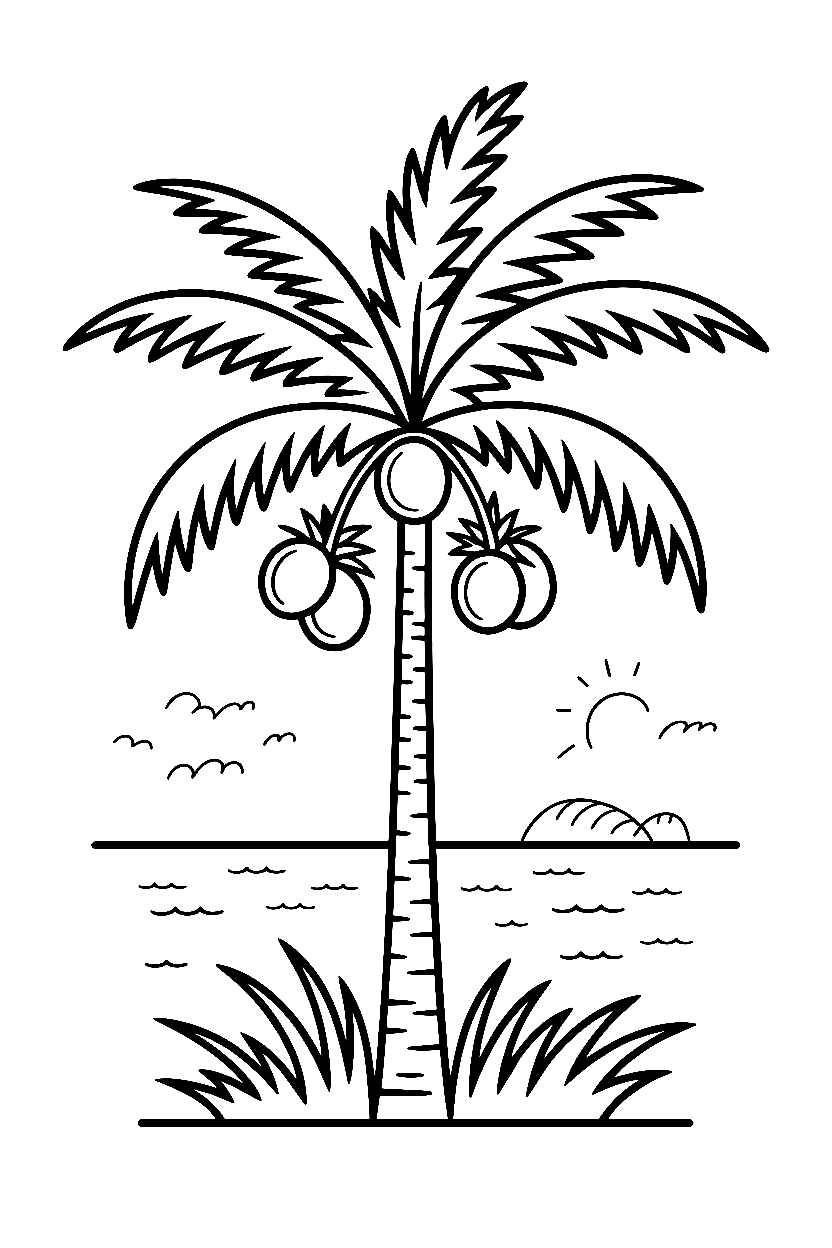 beach palm tree printable sheet