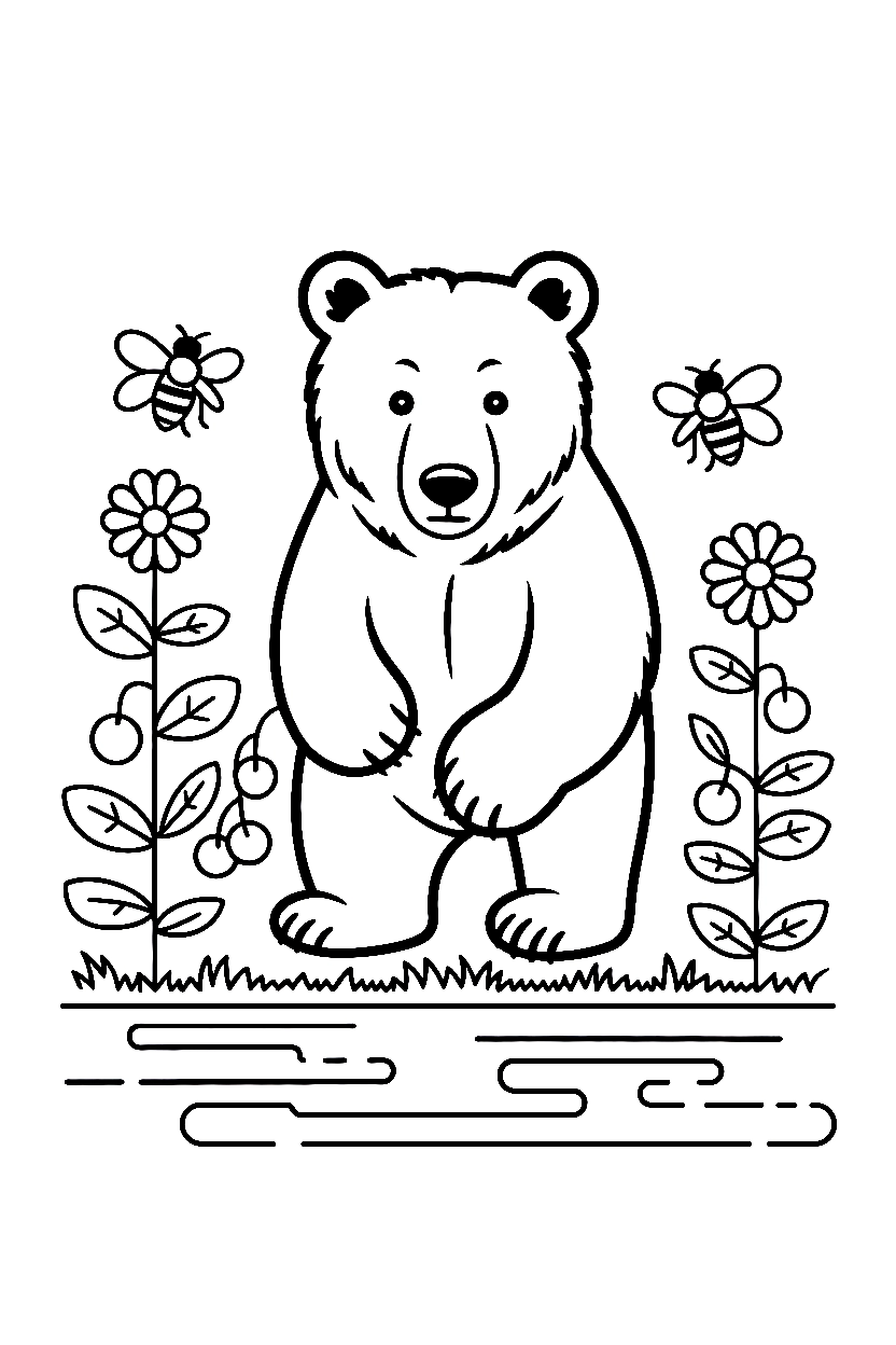 bear berry bushes coloring pages