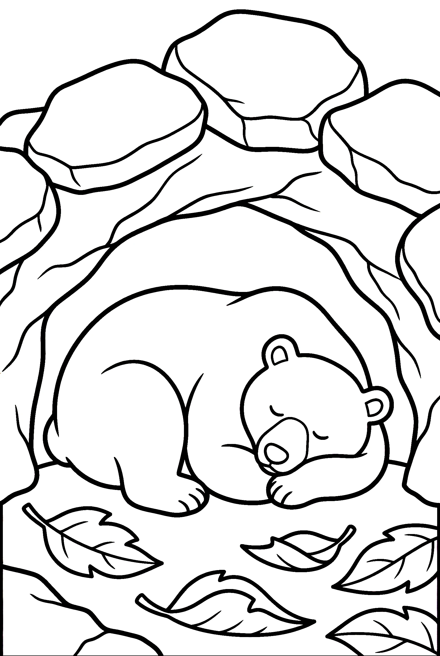 bear hibernating cave illustration template