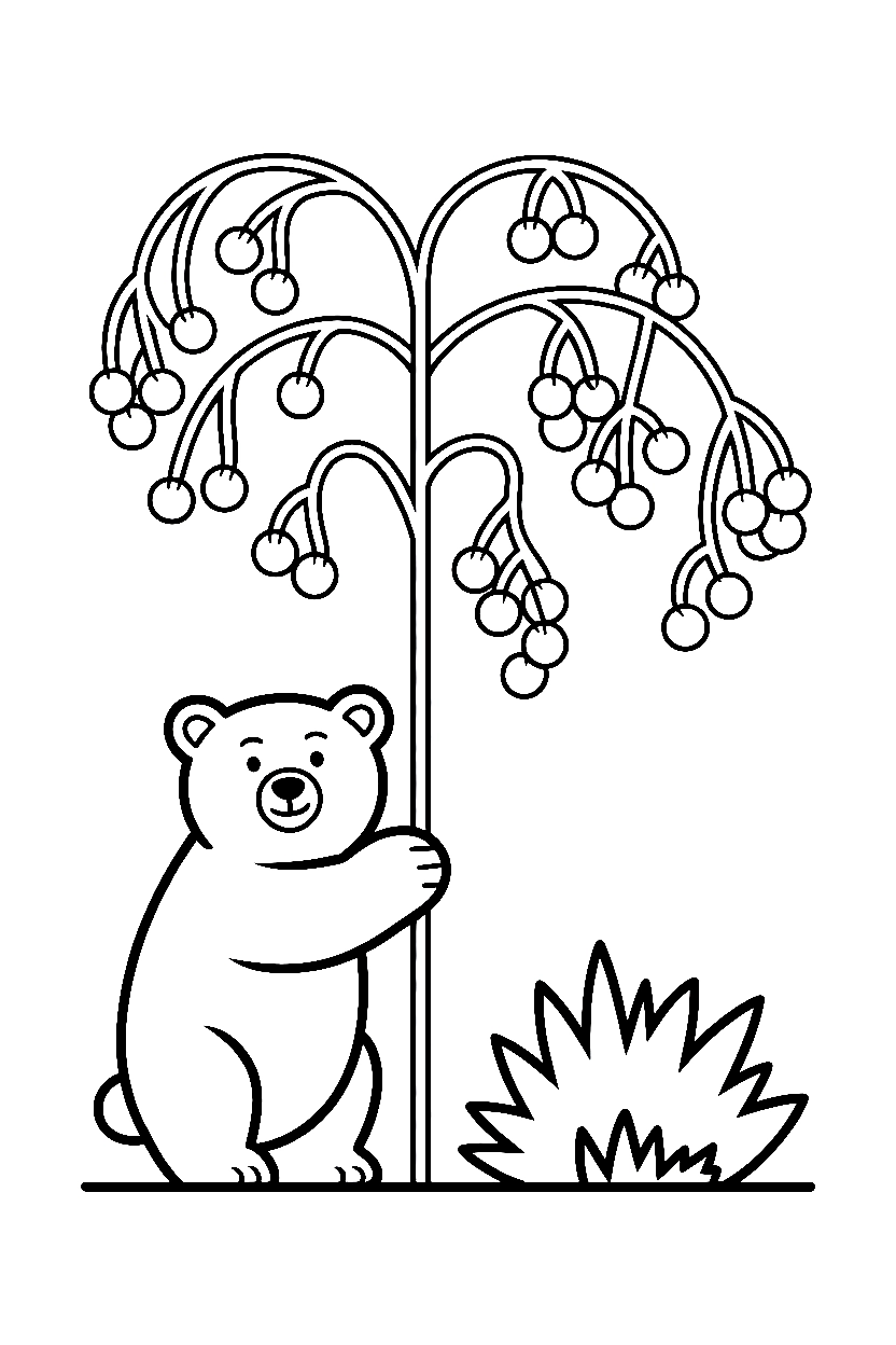 berry bush with branches bear coloring pages