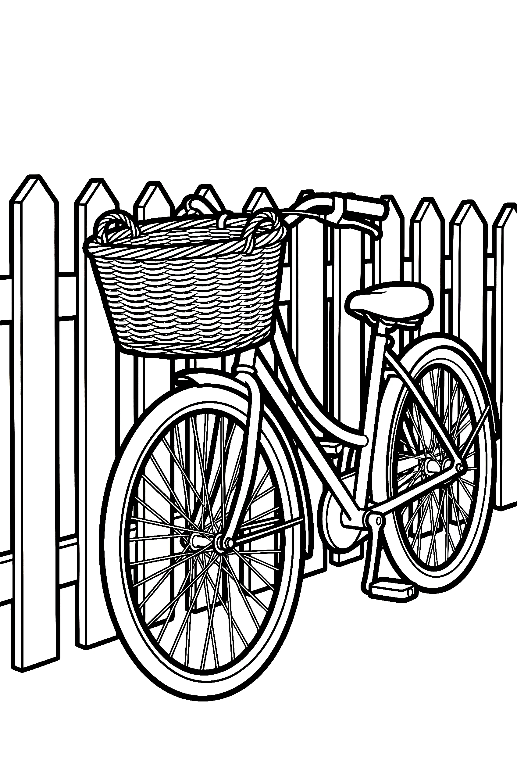 bicycle against fence printable sheet