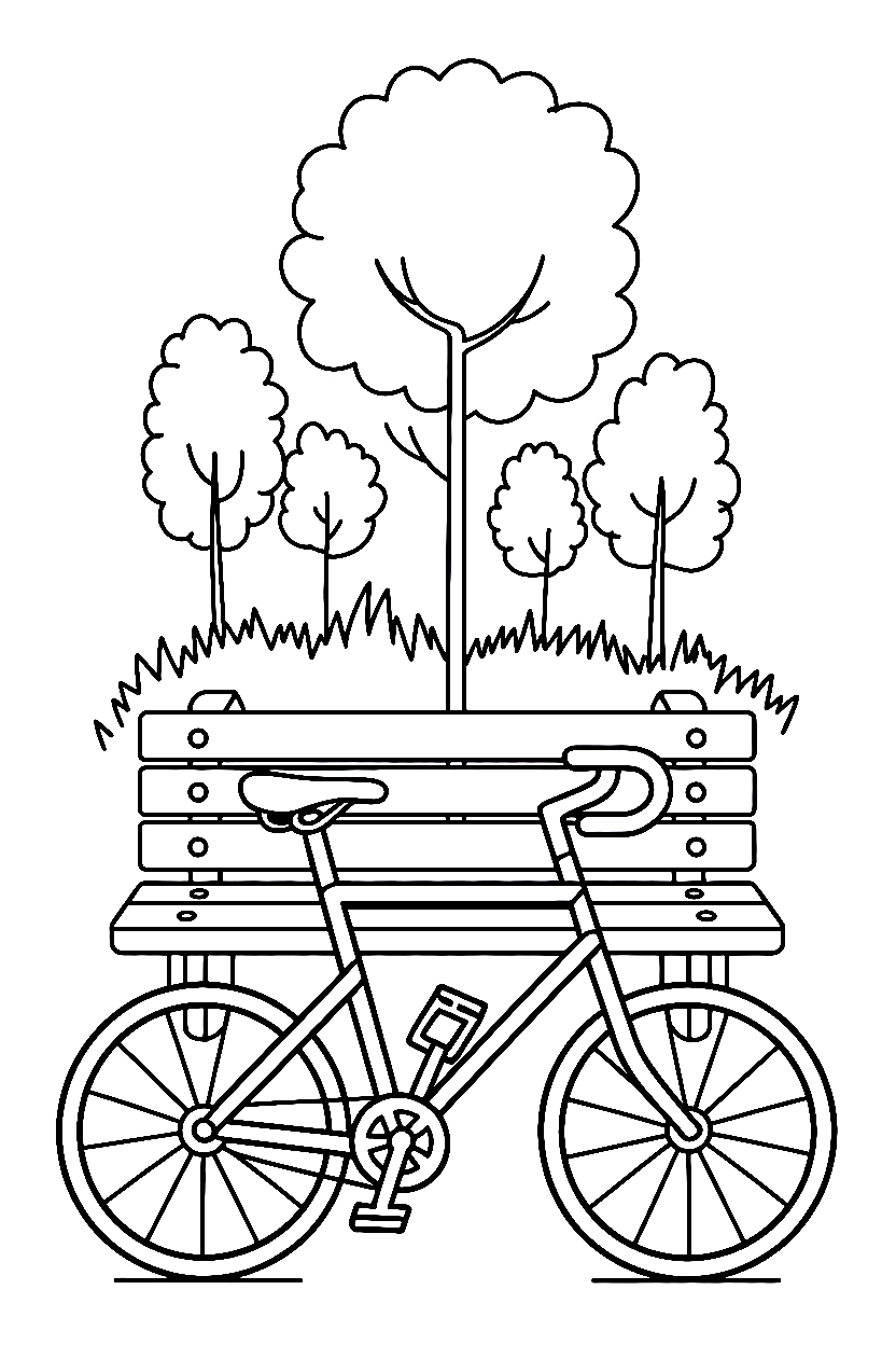 bicycle park bench coloring pages
