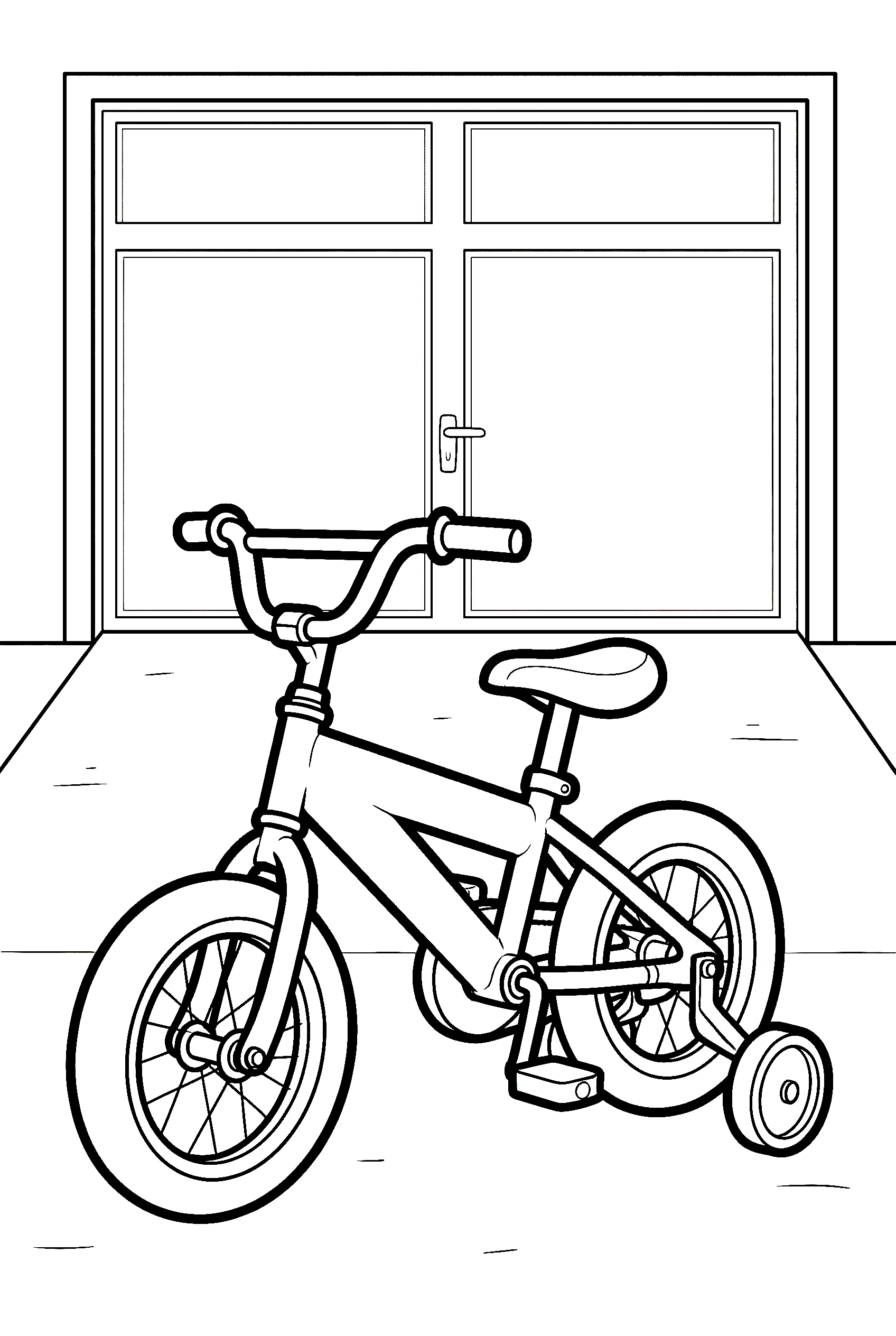 bike with training wheels drawing
