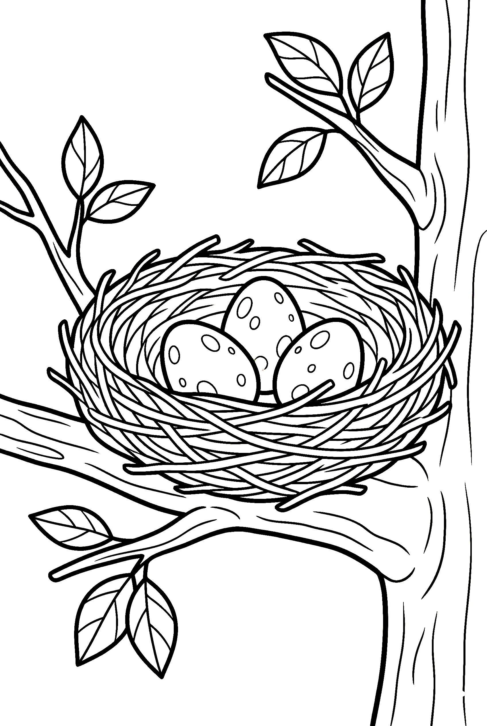 bird nest tree coloring pages