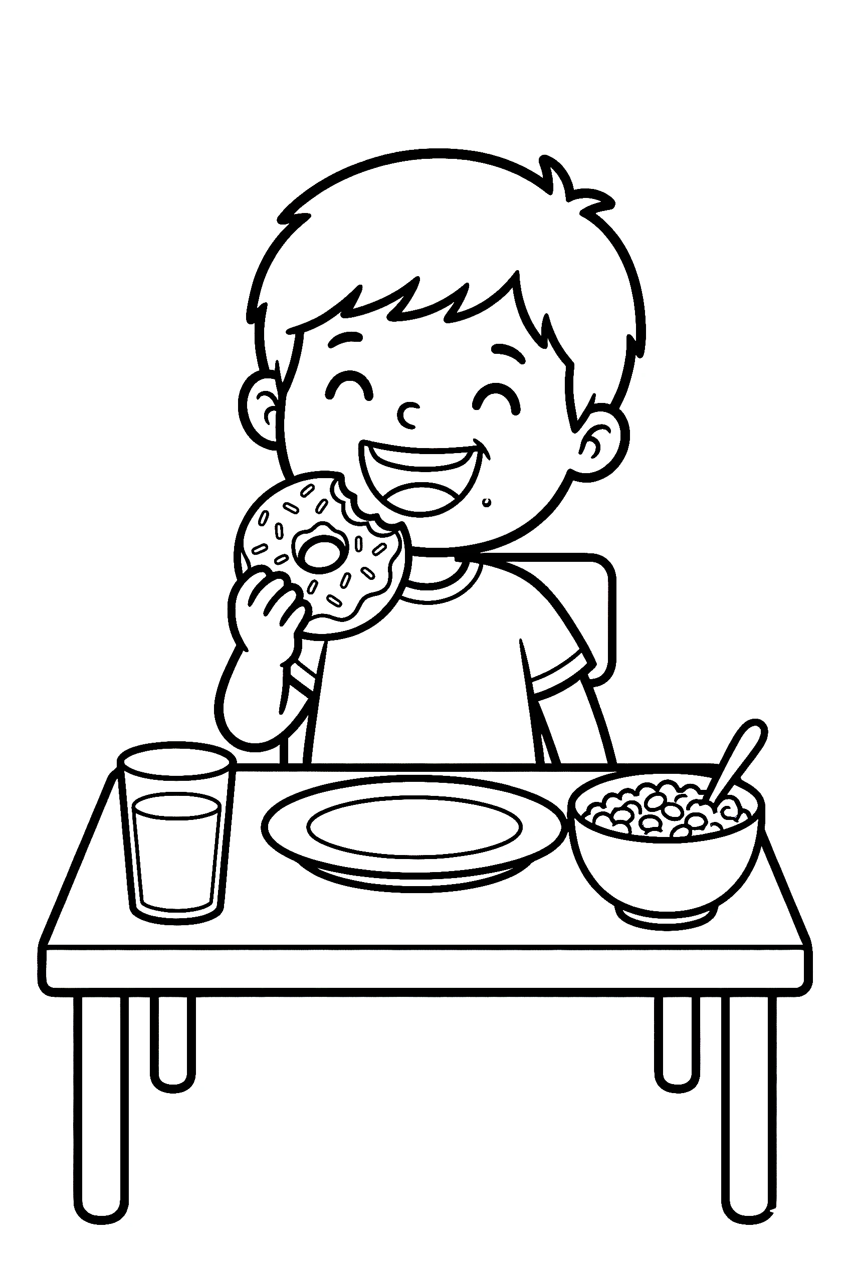 boy eating donut printable sheet