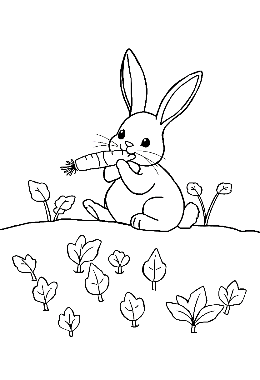 bunny eating carrot drawing
