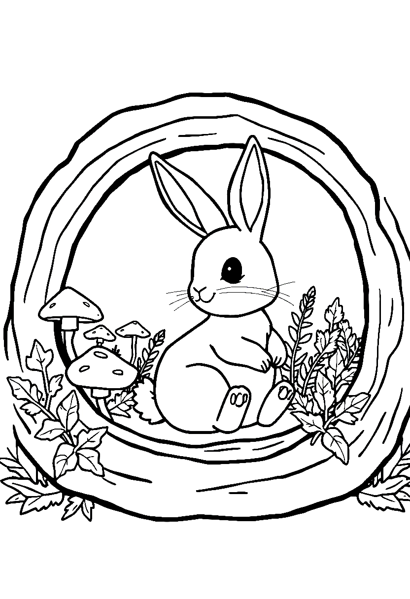 bunny in log coloring pages
