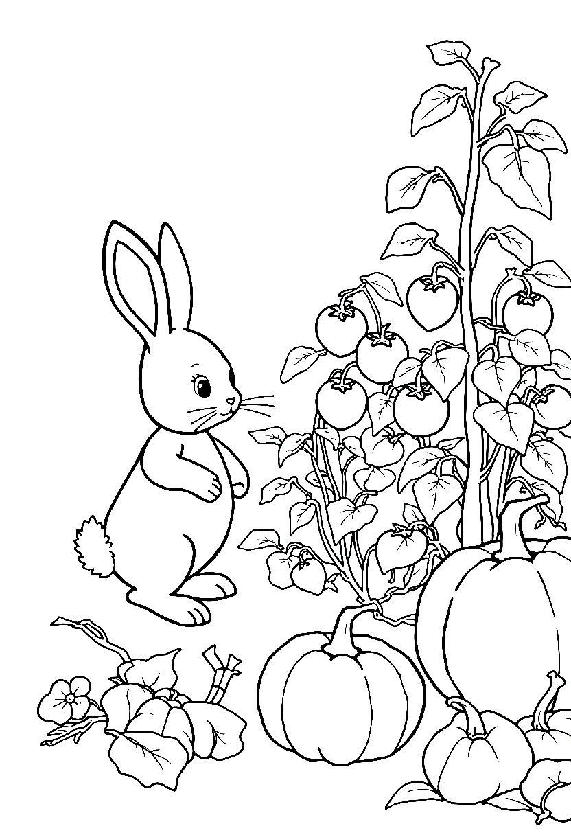 bunny vegetable garden coloring pages