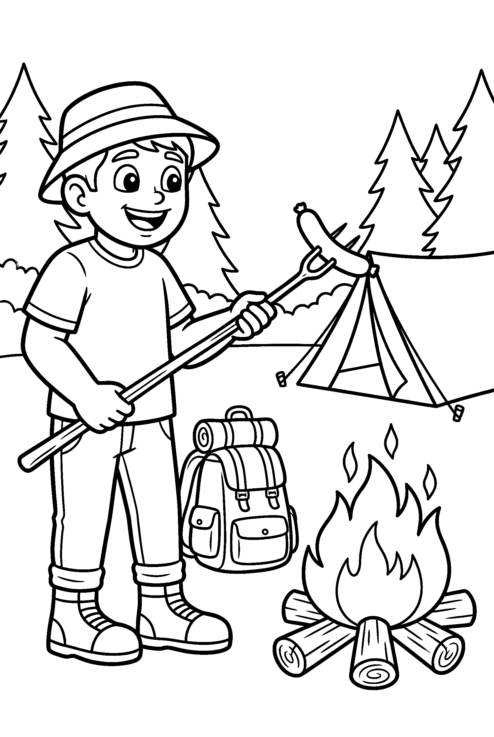 campfire cooking camping coloring pages