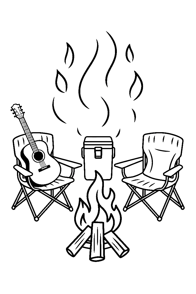 camping chairs fire pit cooler guitar printable sheet