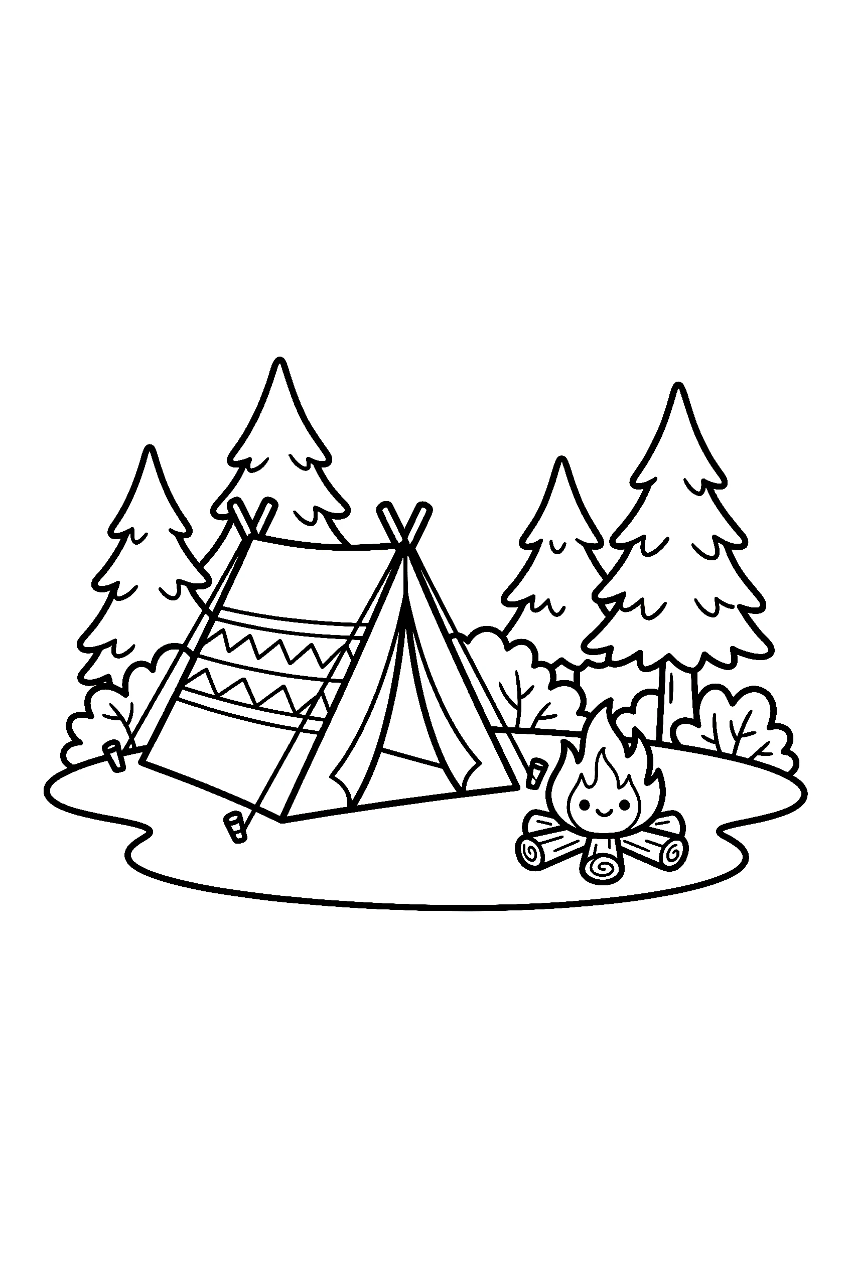 camping tent nature coloring pages