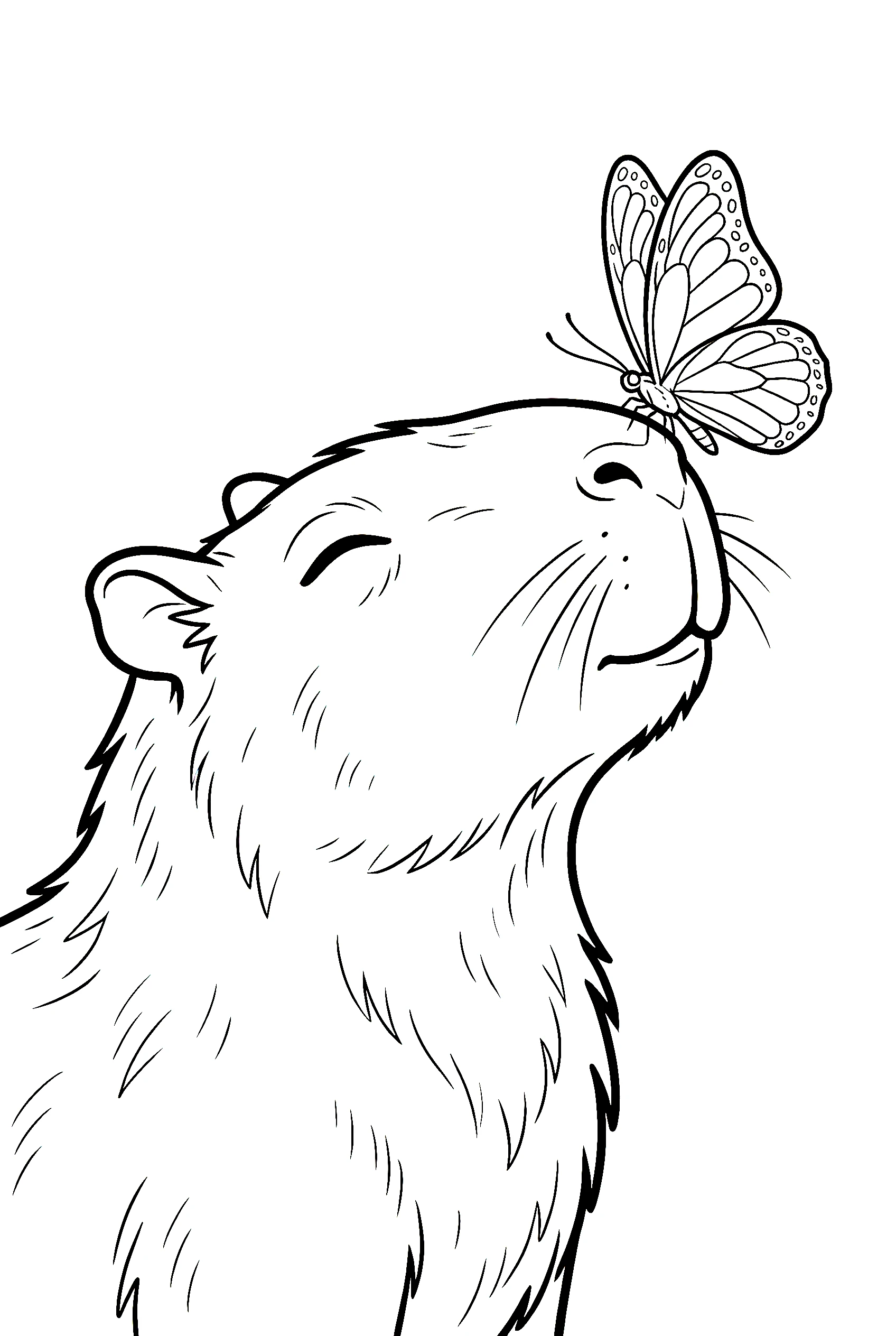 capybara butterfly cute coloring pages