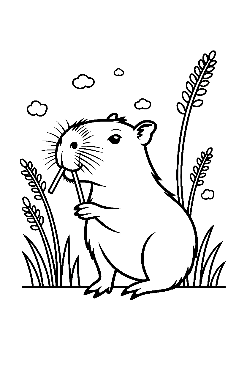 capybara eating grass drawing