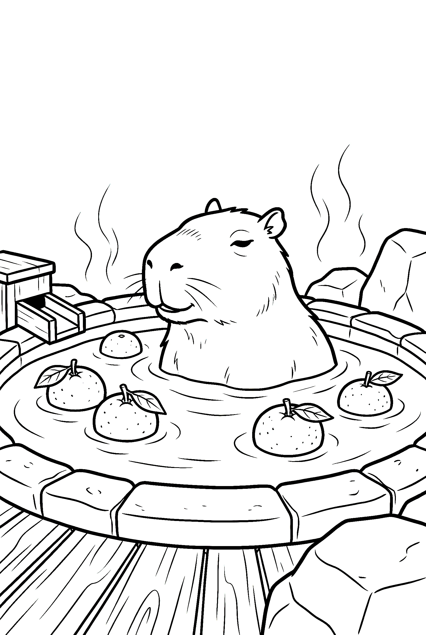 capybara hot spring coloring pages