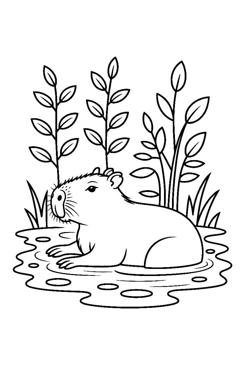 capybara mud bath printable sheet