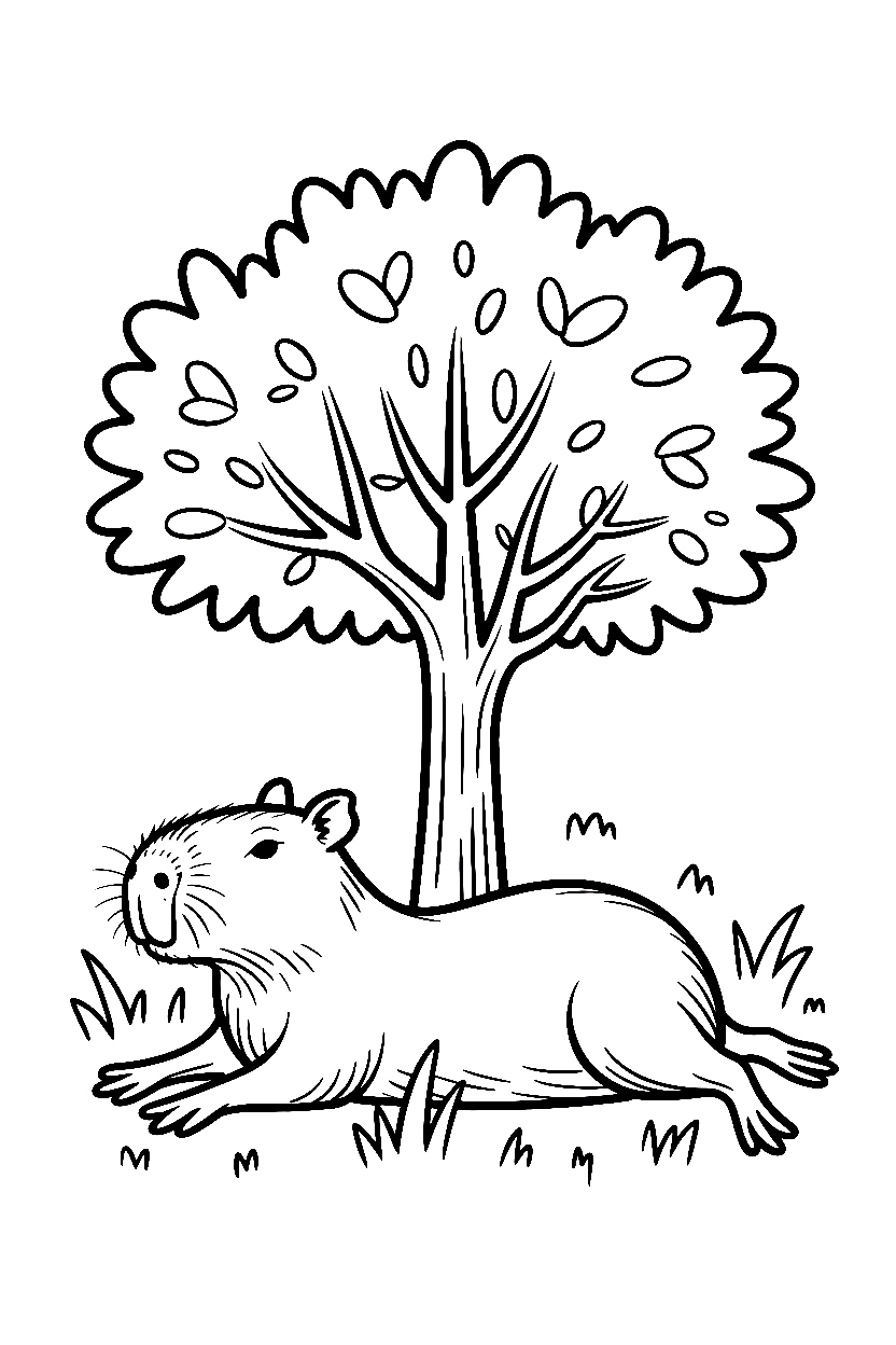 capybara shade resting printable sheet