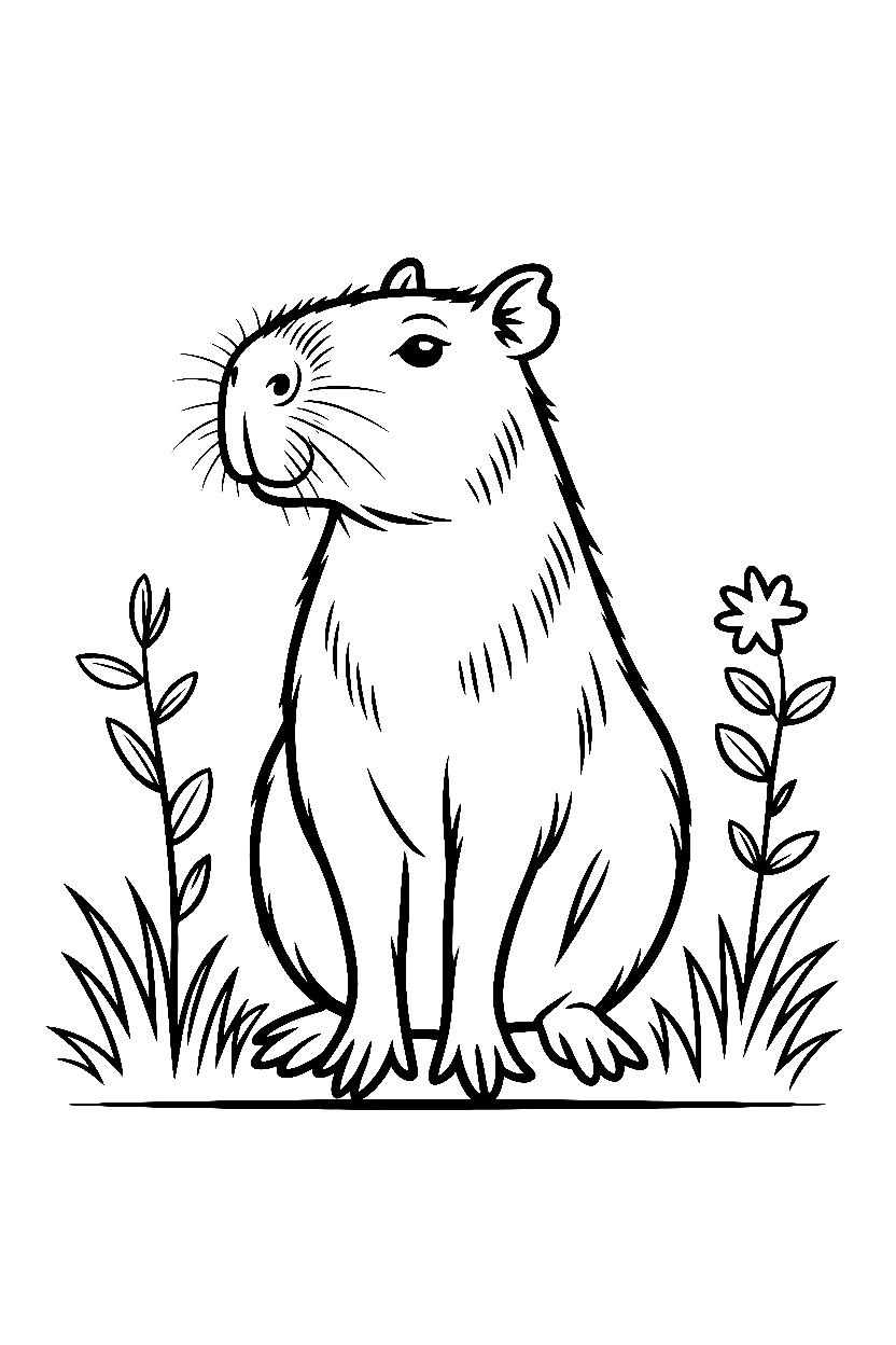 capybara sitting riverbank coloring pages