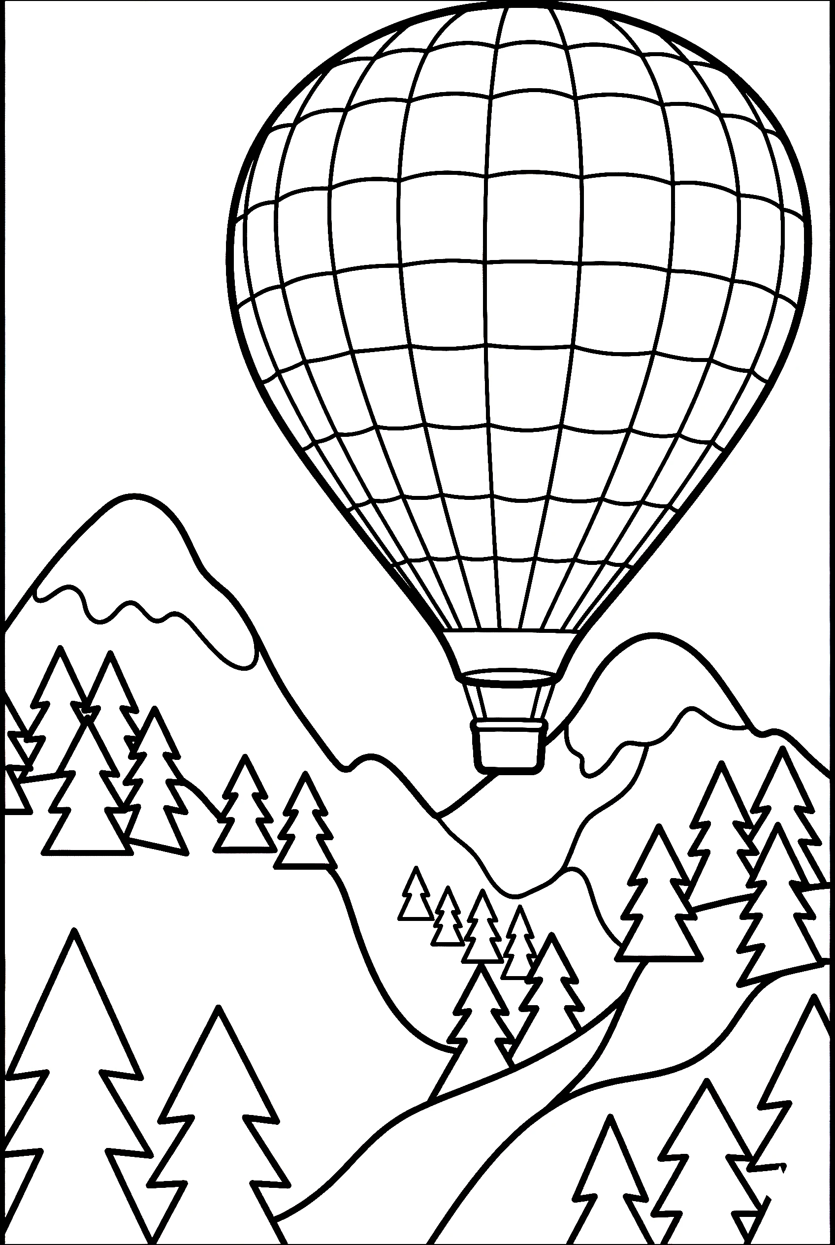 checkered balloon mountains coloring pages