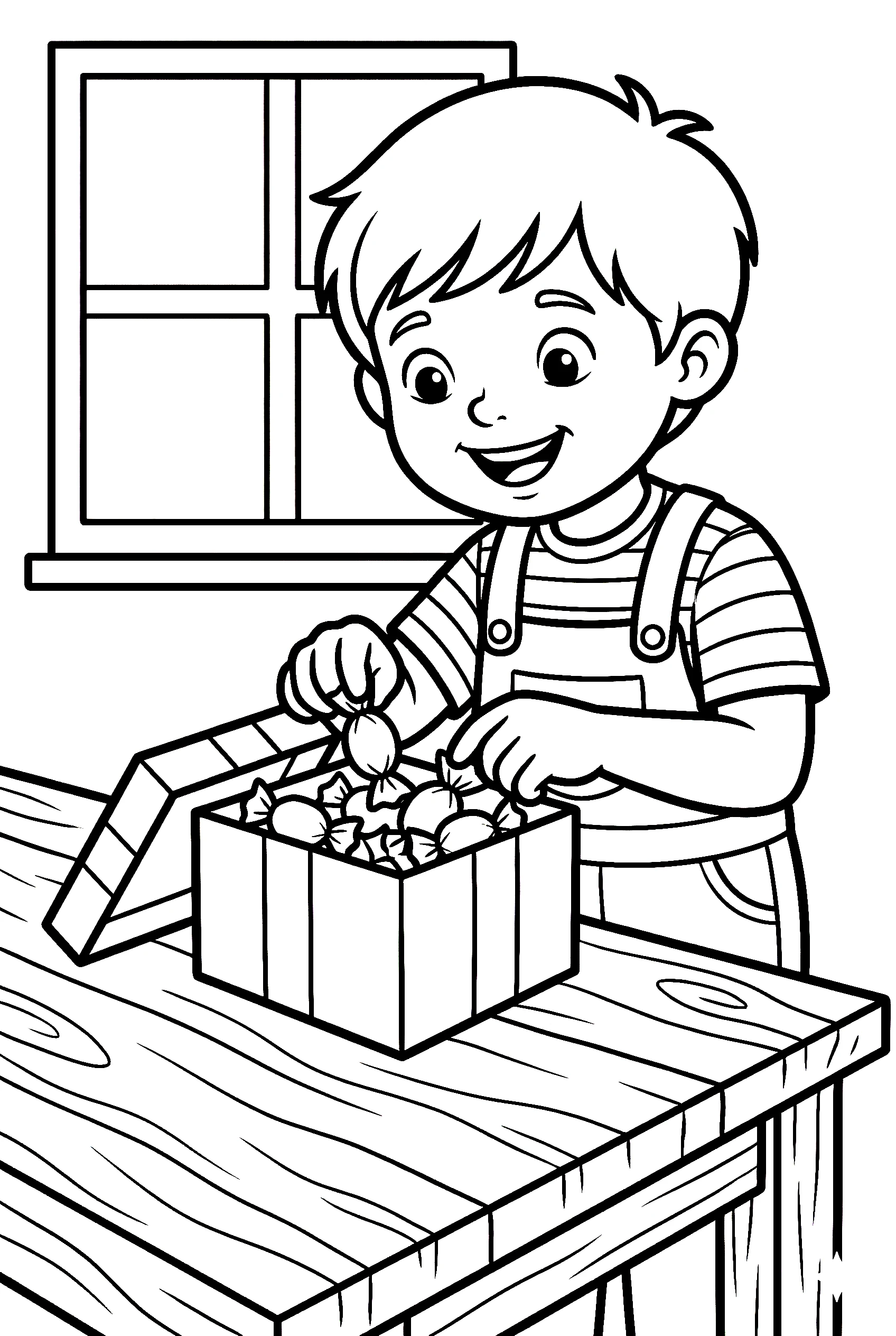 child filling gift box coloring pages