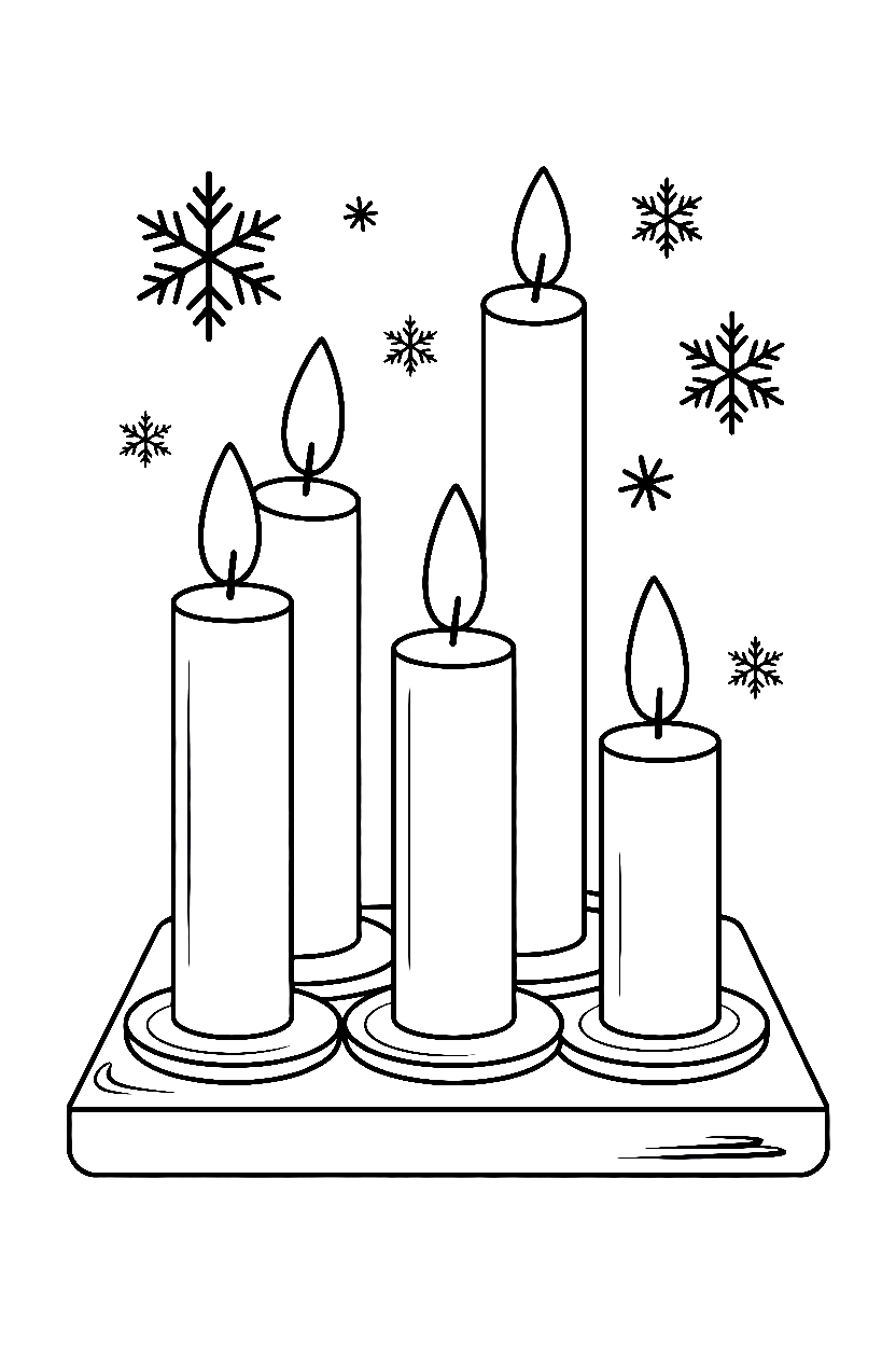 christmas candles windowsill coloring pages