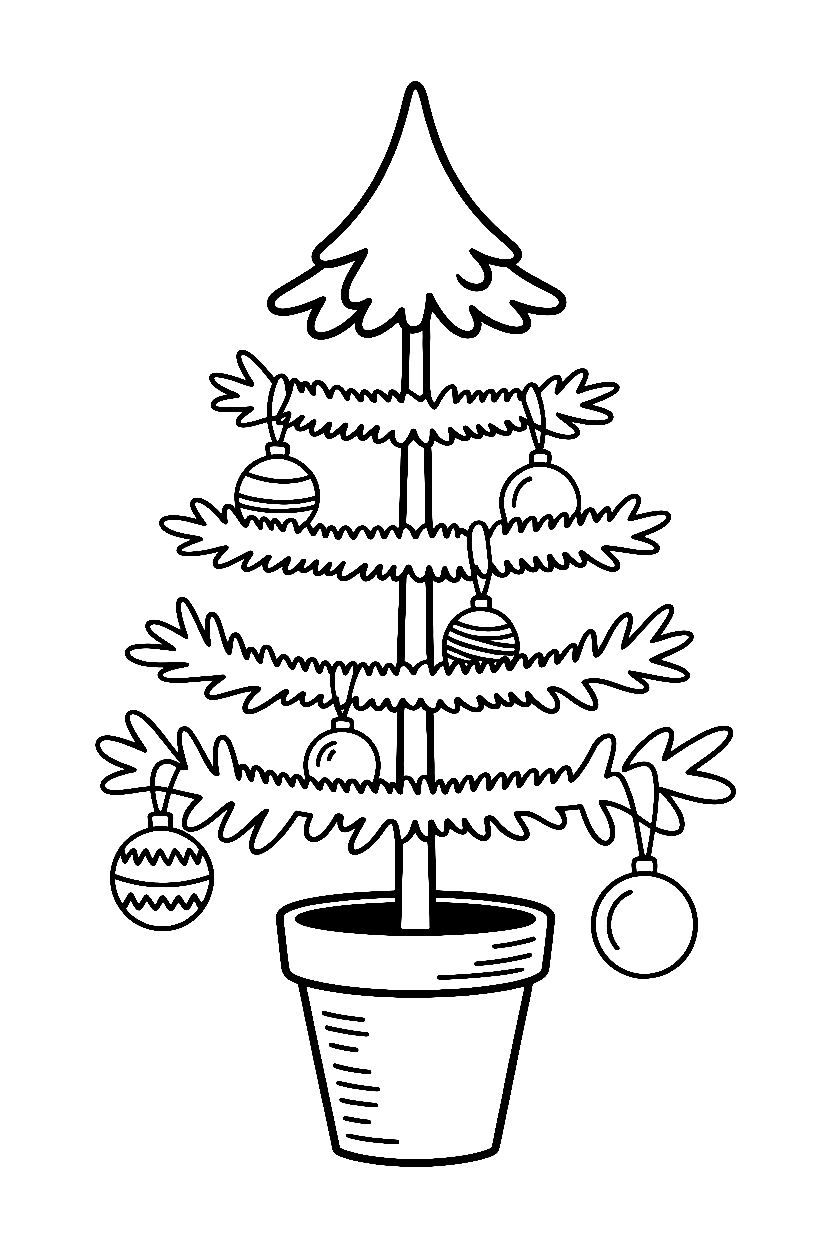 christmas tree pot ornaments coloring pages