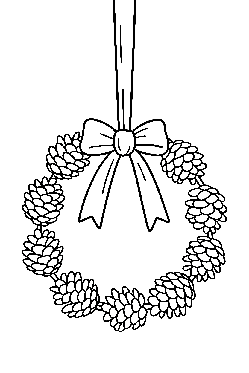christmas wreath wooden door coloring pages