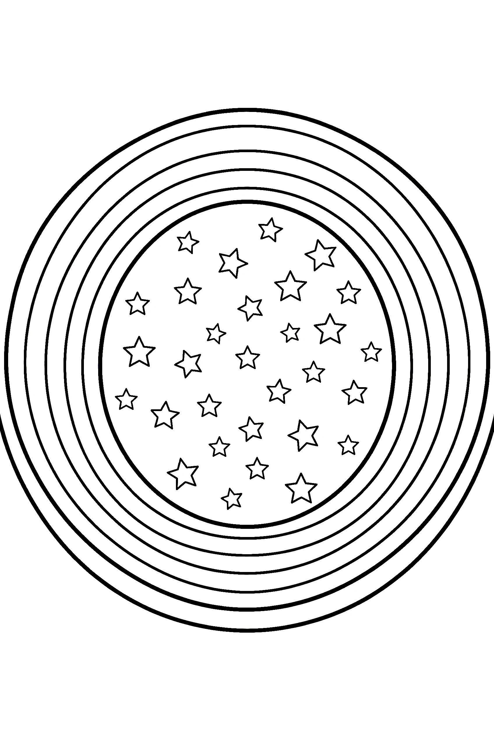 circular rainbow ring stars drawing for kids