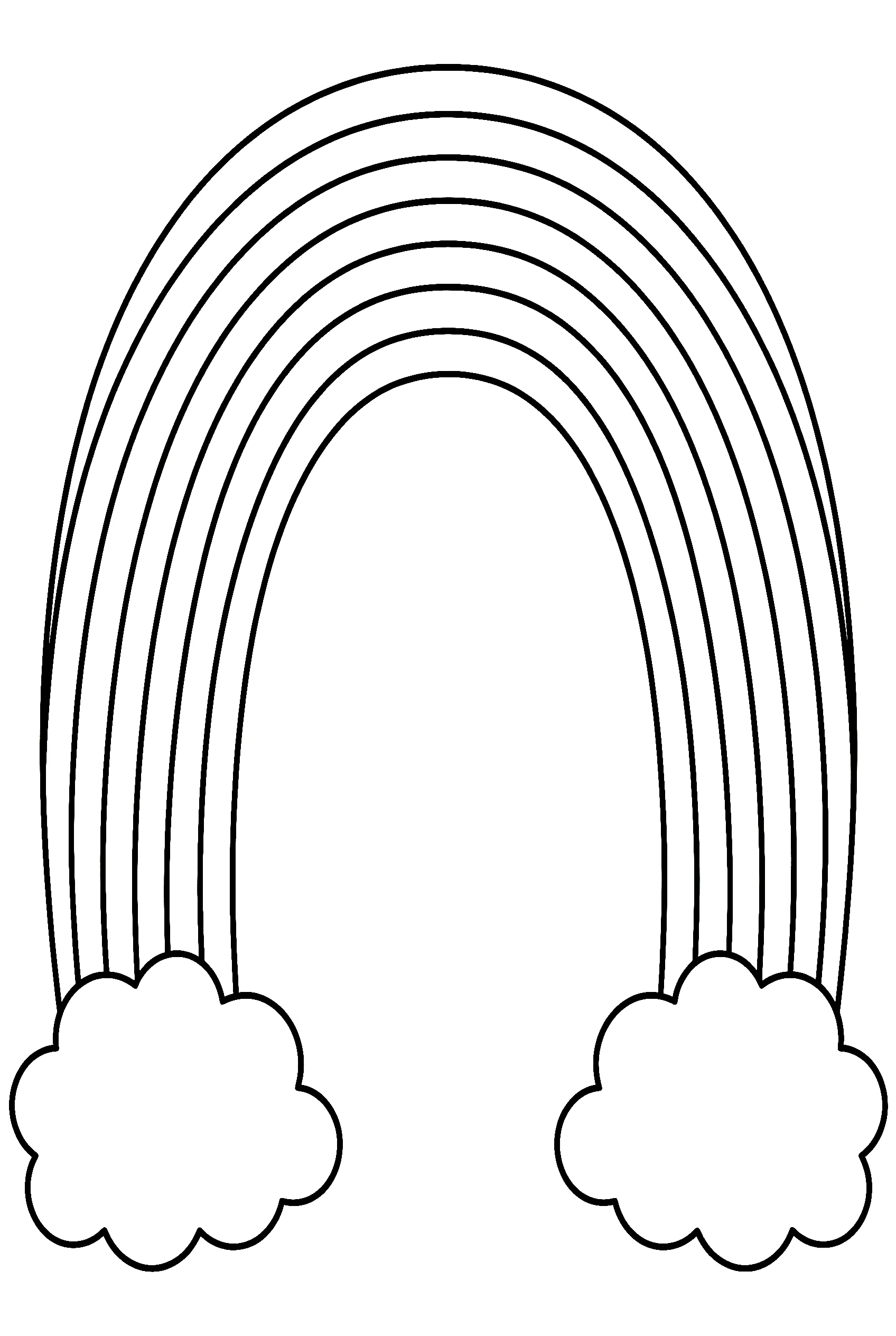 classic rainbow arch clouds coloring pages