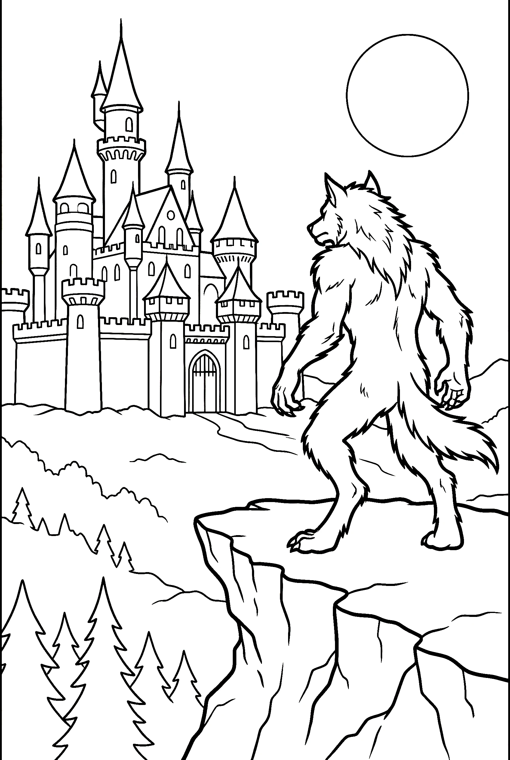 cliff standing werewolf coloring pages