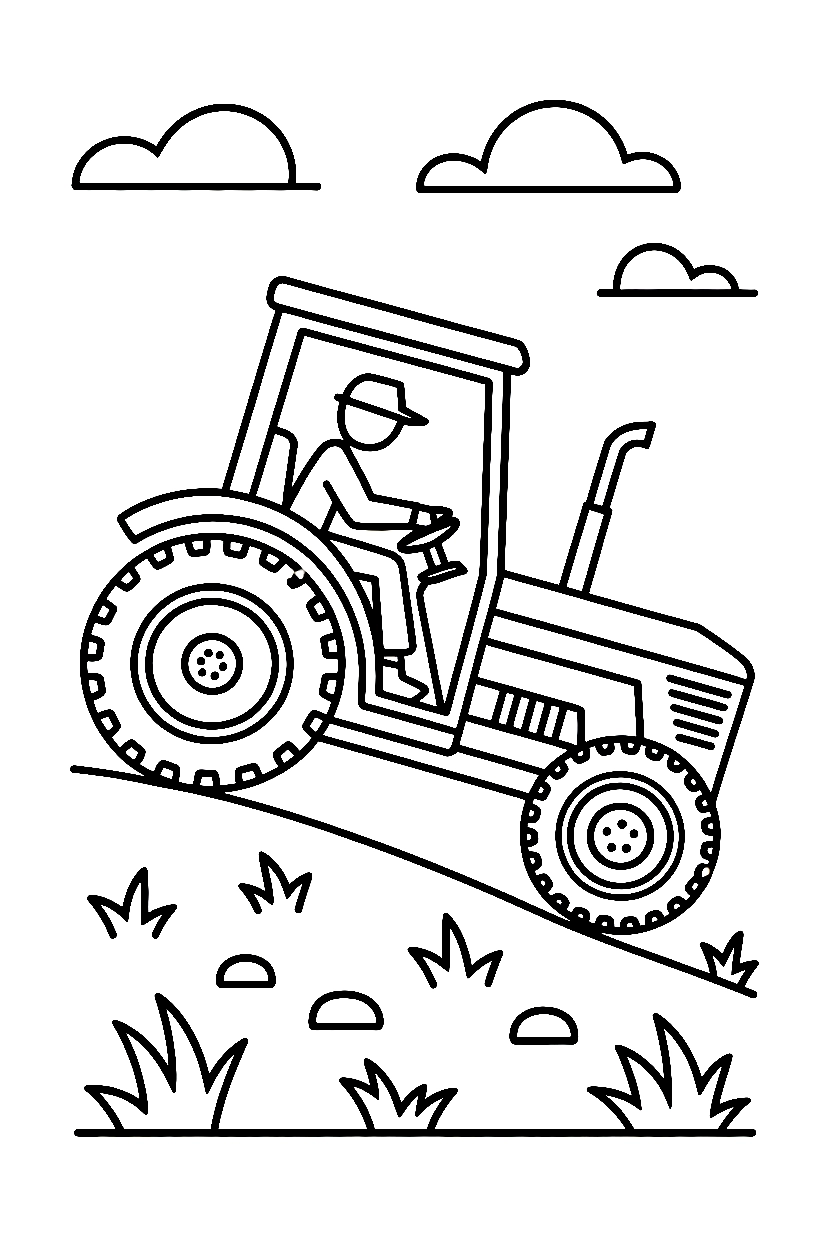 climbing hillside tractor drawing