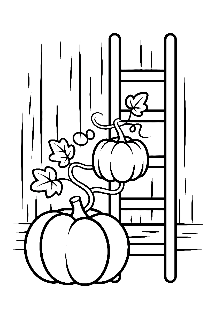 climbing ladder pumpkin barn drawing