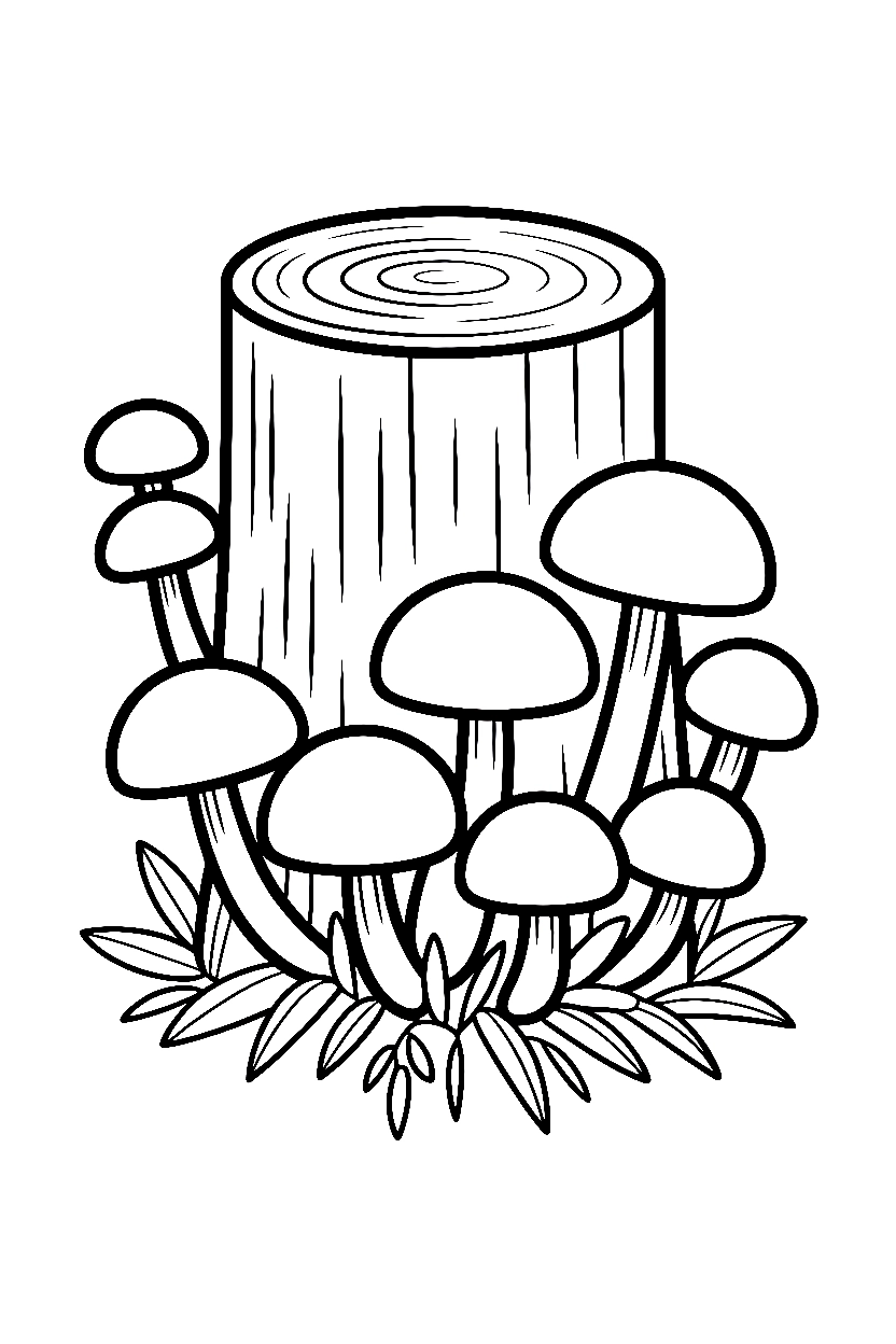 climbing mushroom tree stump drawing